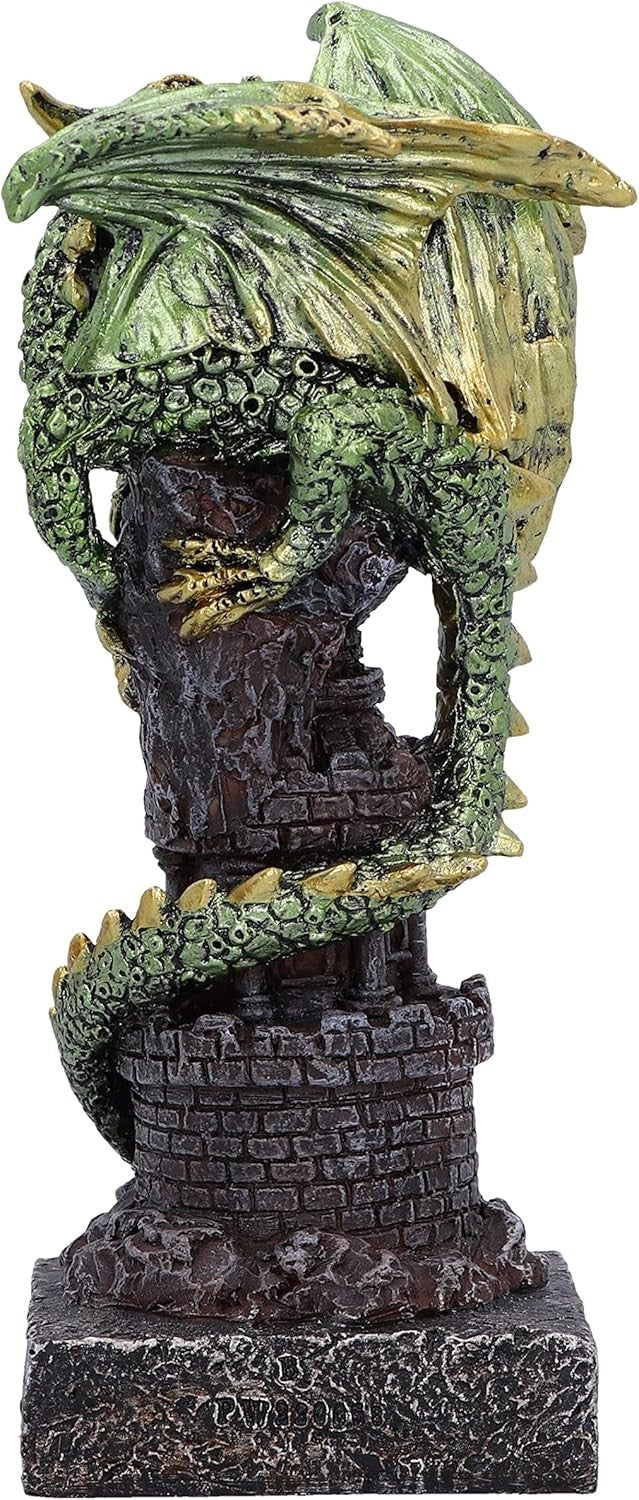 Dragon Tower Sculpture 17.7cm Resin Gothic Fantasy Figurine Hand - Painted Decor - Kwikley