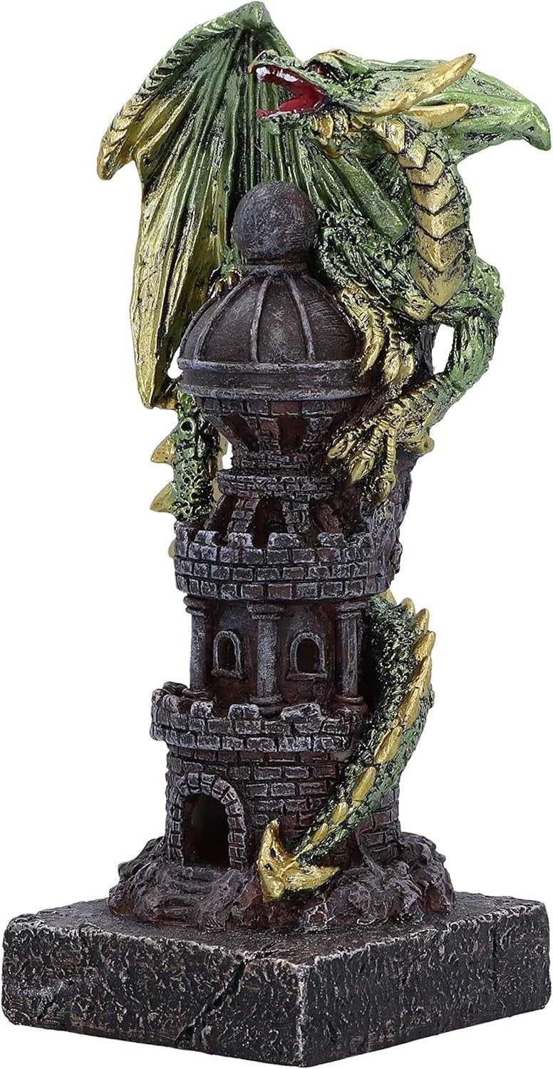 Dragon Tower Sculpture 17.7cm Resin Gothic Fantasy Figurine Hand - Painted Decor - Kwikley