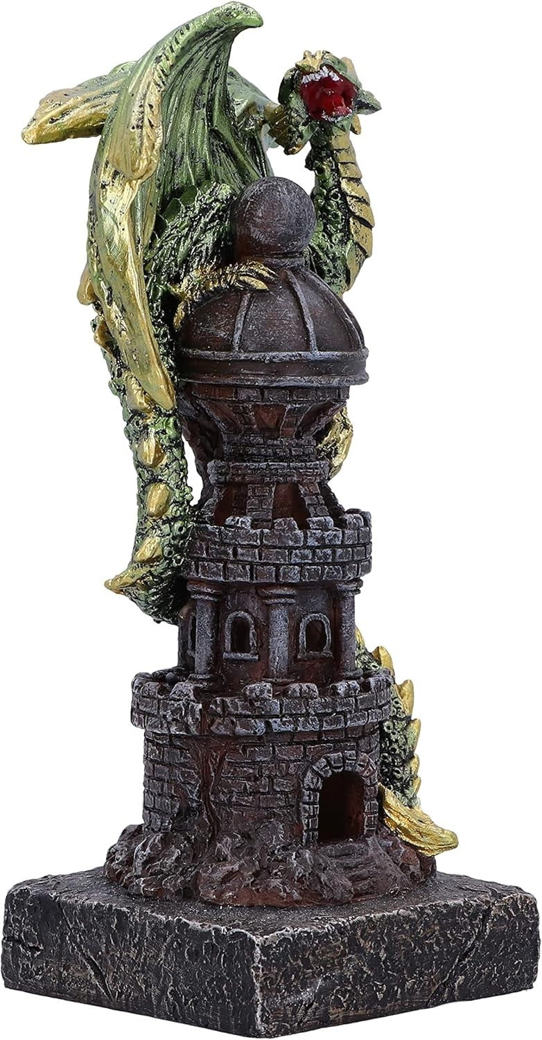 Dragon Tower Sculpture 17.7cm Resin Gothic Fantasy Figurine Hand - Painted Decor - Kwikley