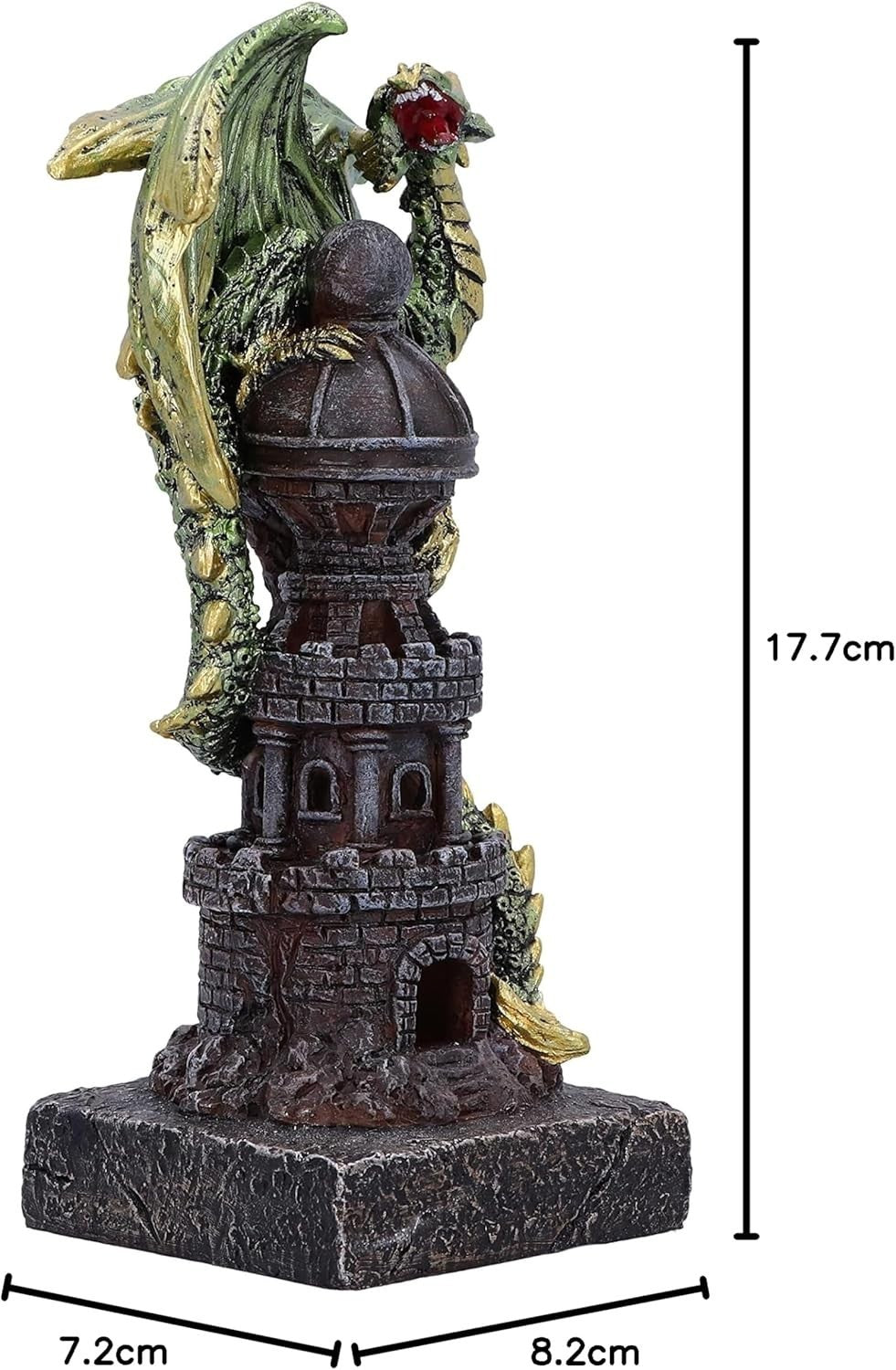 Dragon Tower Sculpture 17.7cm Resin Gothic Fantasy Figurine Hand - Painted Decor - Kwikley