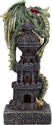 Dragon Tower Sculpture 17.7cm Resin Gothic Fantasy Figurine Hand - Painted Decor - Kwikley