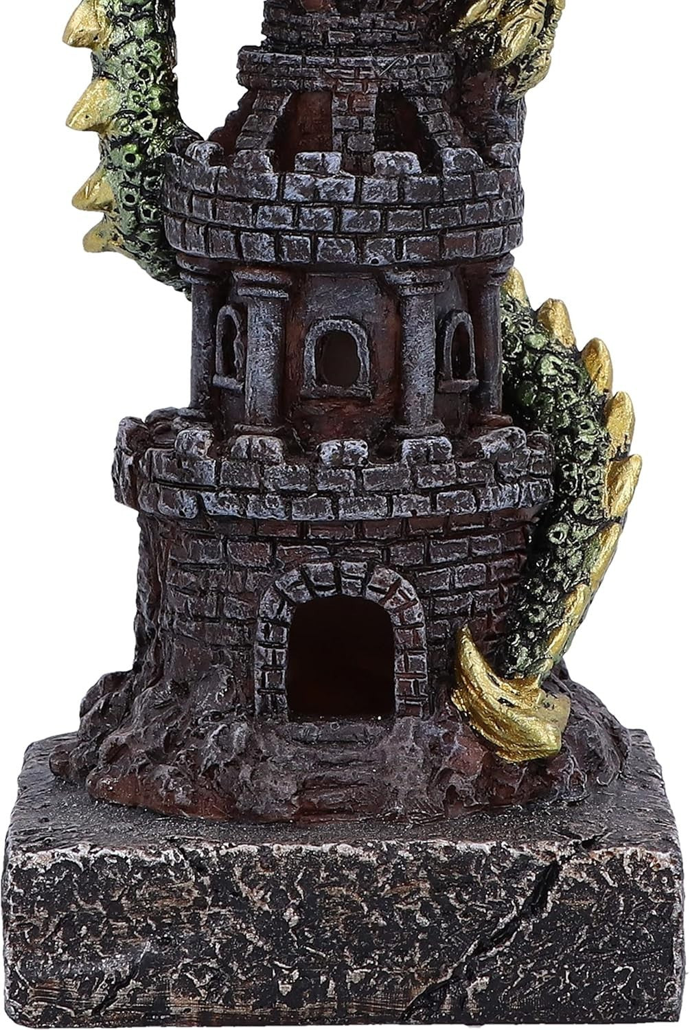 Dragon Tower Sculpture 17.7cm Resin Gothic Fantasy Figurine Hand - Painted Decor - Kwikley