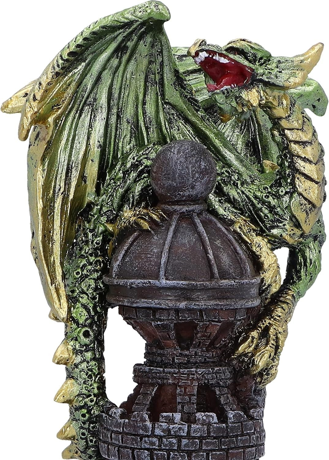 Dragon Tower Sculpture 17.7cm Resin Gothic Fantasy Figurine Hand - Painted Decor - Kwikley