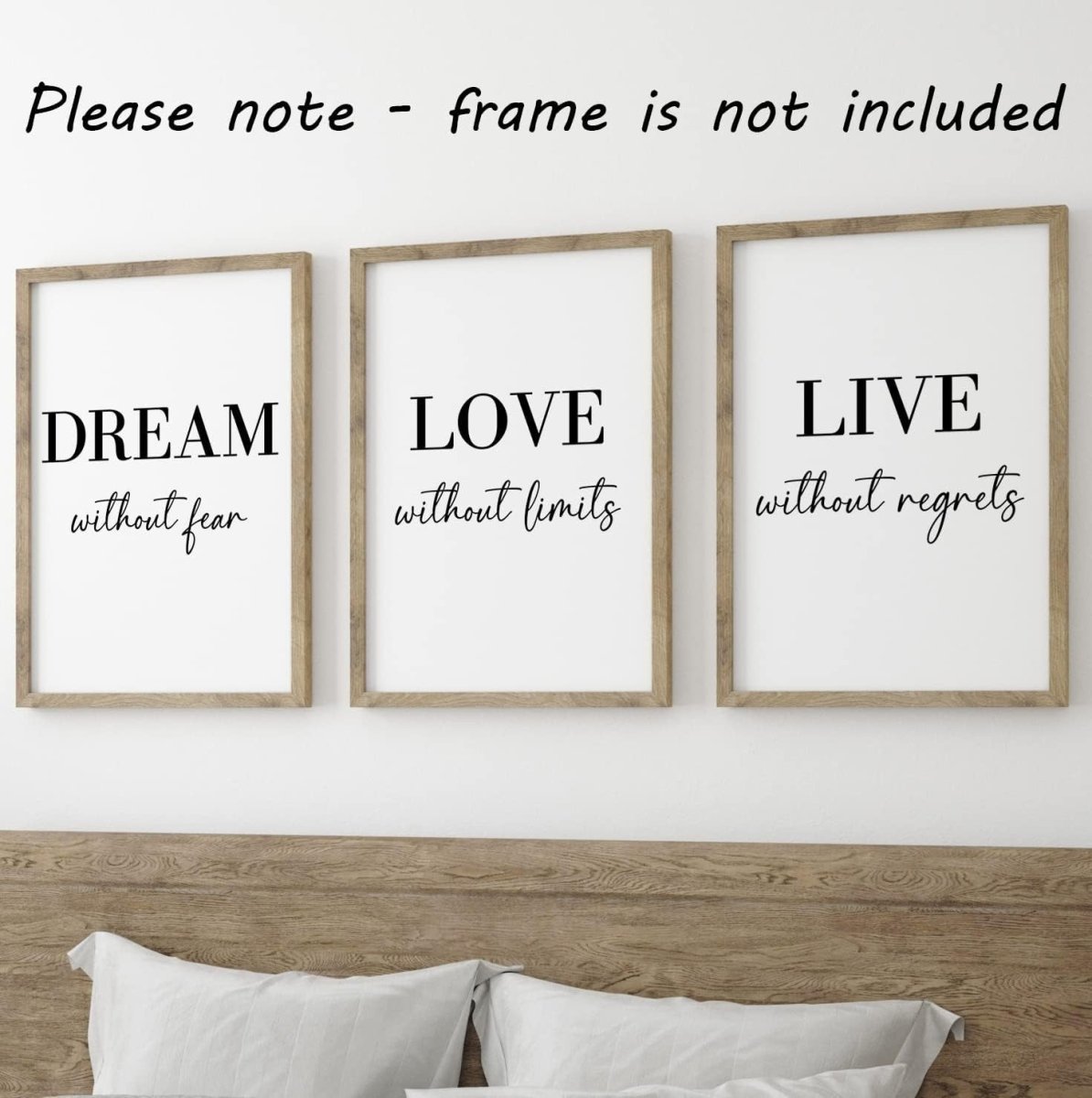 Dream Love Live A4 Wall Art Prints Set of 3 Minimalist Quotes - Kwikley