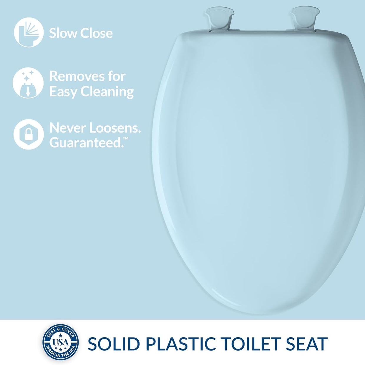 Dresden Blue Elongated Toilet Seat Soft Close Easy Clean Durable - Kwikley