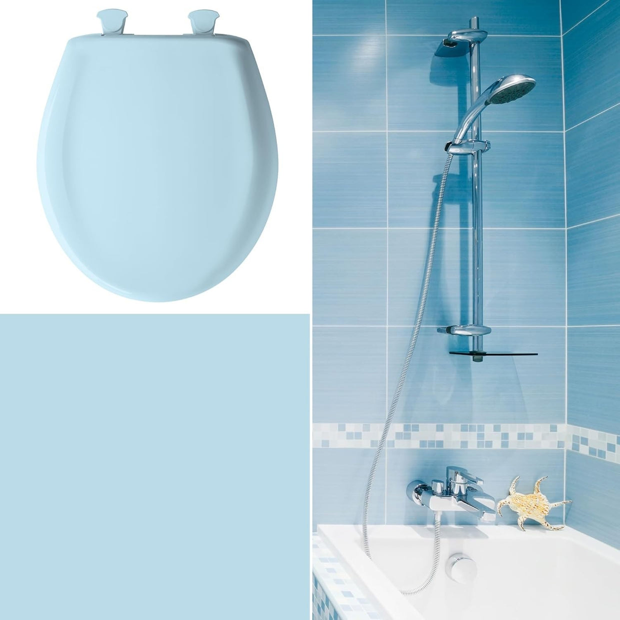 Dresden Blue Elongated Toilet Seat Soft Close Easy Clean Durable - Kwikley
