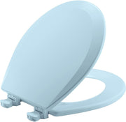 Dresden Blue Round Toilet Seat | Durable Wood, Twist Lock Hinges - Kwikley