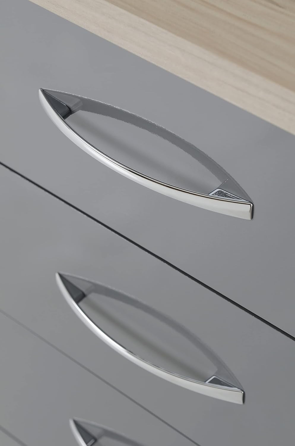 Dressing Table Set Mirror Stool 4 Drawer Chest Grey Gloss Oak Effect Vanity Unit - Kwikley