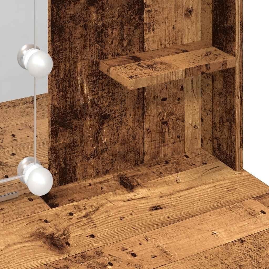 Dressing Table Vanity Desk Mirror LED Lights Storage Drawers Shelves Wood Modern - Kwikley