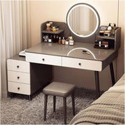 Dressing Table Vanity Desk with LED Lights & Stool, Makeup Storage Drawers, Mode - Kwikley
