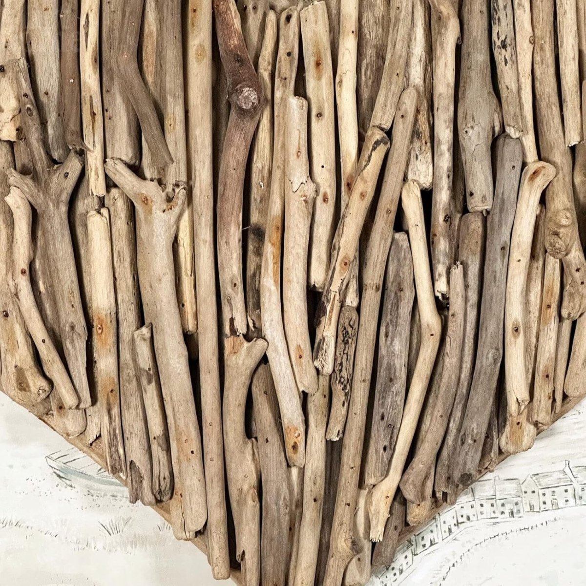 Driftwood Heart Wall Art 50cm Rustic Natural Wood Decor - Kwikley