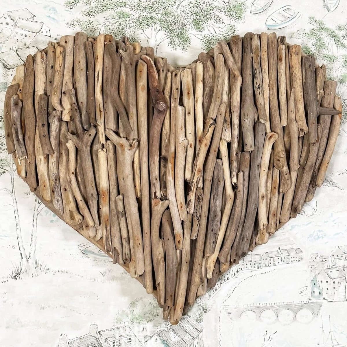 Driftwood Heart Wall Art 50cm Rustic Natural Wood Decor - Kwikley