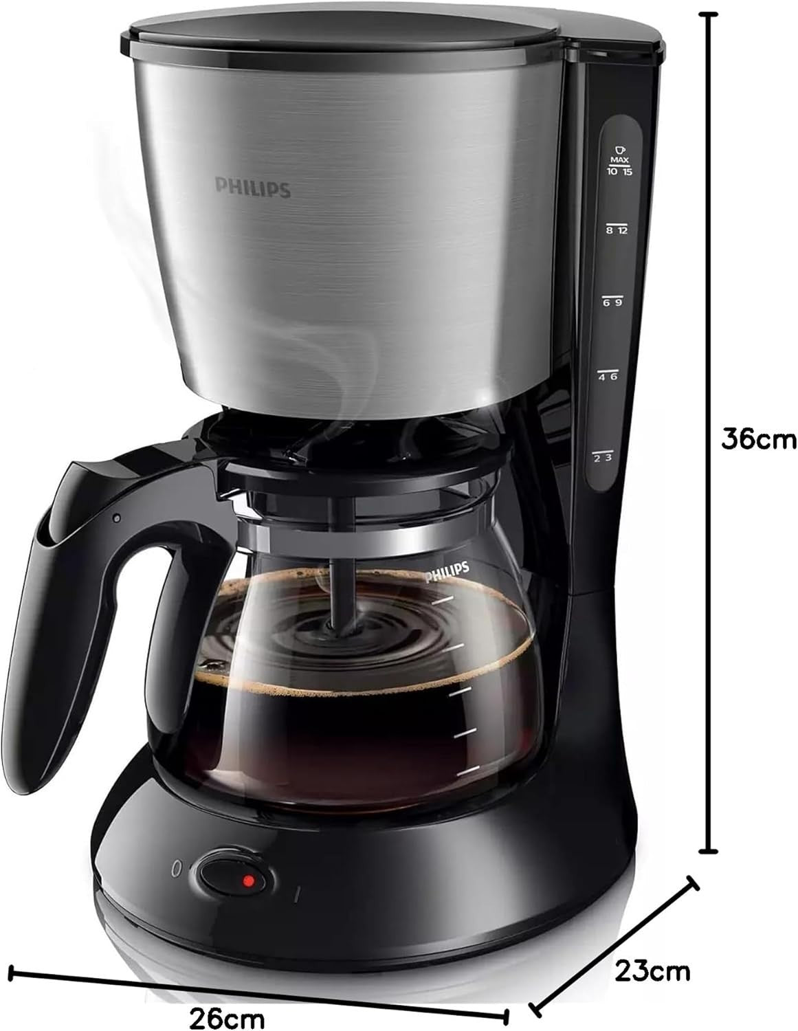 Drip Coffee Maker | 1.2L Capacity | 15 Cup Glass Jug | 1000W | Stainless Steel - Kwikley
