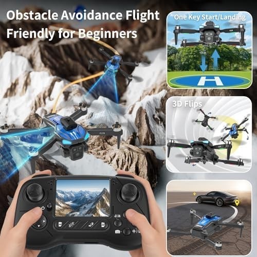 Drone with 1080P Camera Adults Beginners, LCD Screen, Obstacle Avoidance - Kwikley