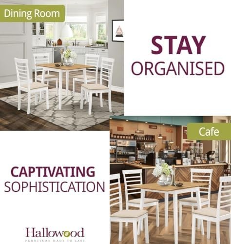 Drop Leaf Dining Table Set with 4 Chairs Brown White Compact Space Saving - Kwikley