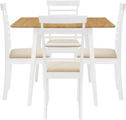 Drop Leaf Dining Table Set with 4 Chairs Brown White Compact Space Saving - Kwikley