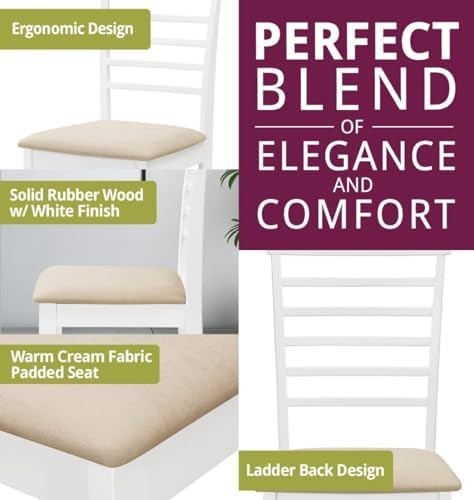 Drop Leaf Dining Table Set with 4 Chairs Brown White Compact Space Saving - Kwikley