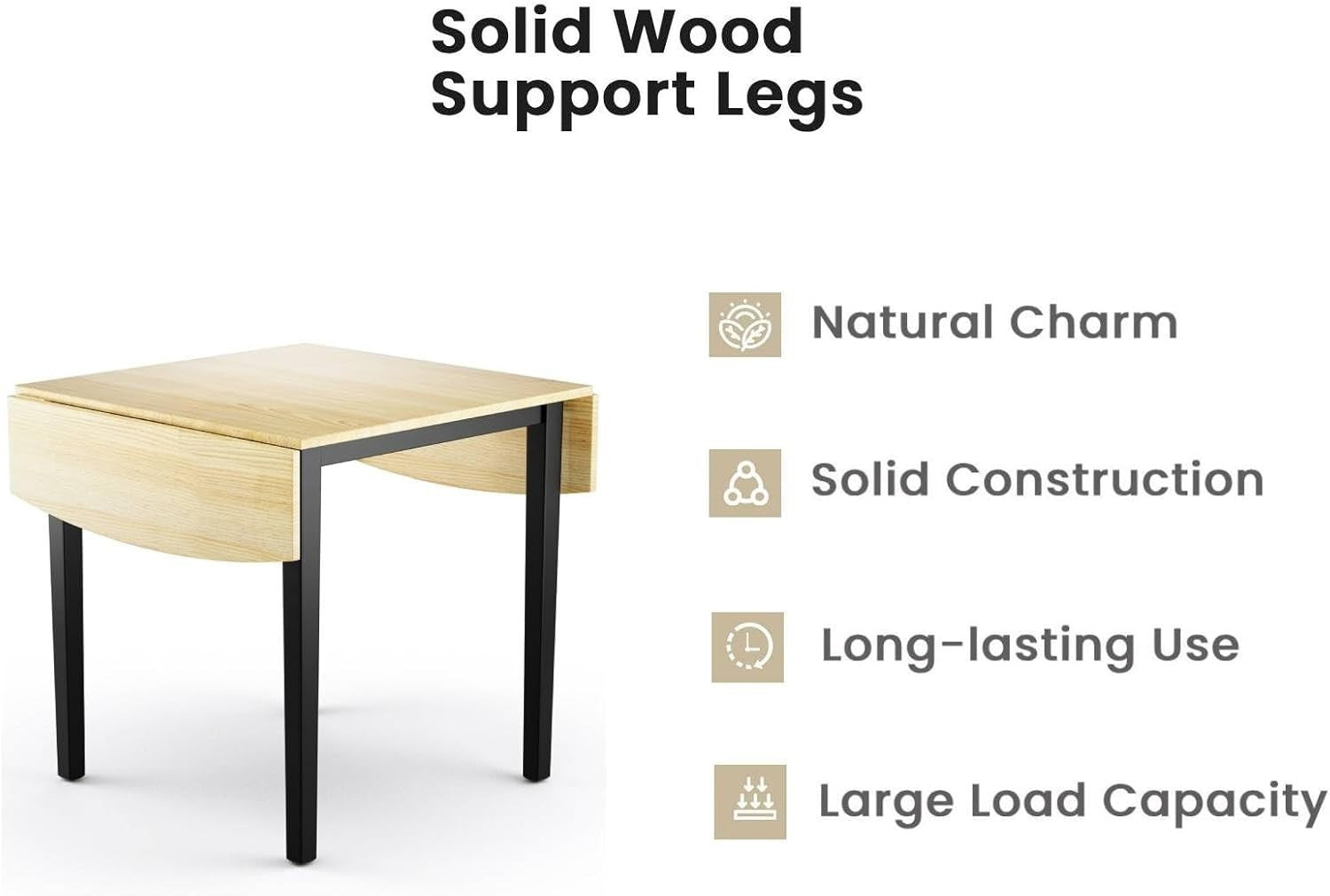 Drop Leaf Rectangular Extendable Dining Table Wooden Folding 4 - 6 Seats - Kwikley