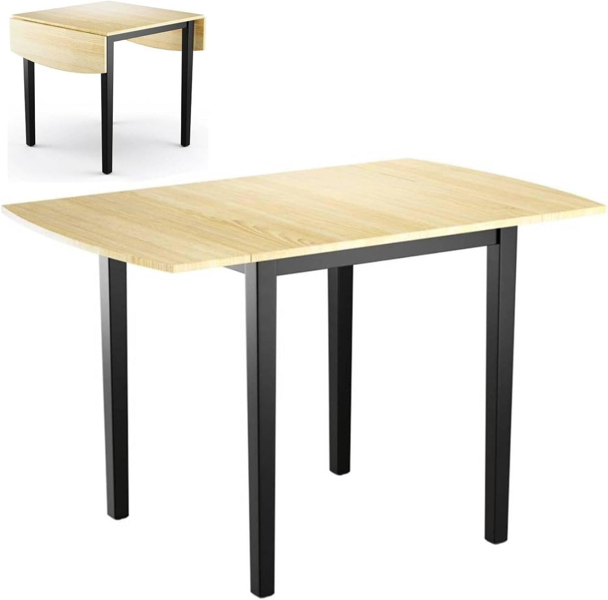 Drop Leaf Rectangular Extendable Dining Table Wooden Folding 4 - 6 Seats - Kwikley