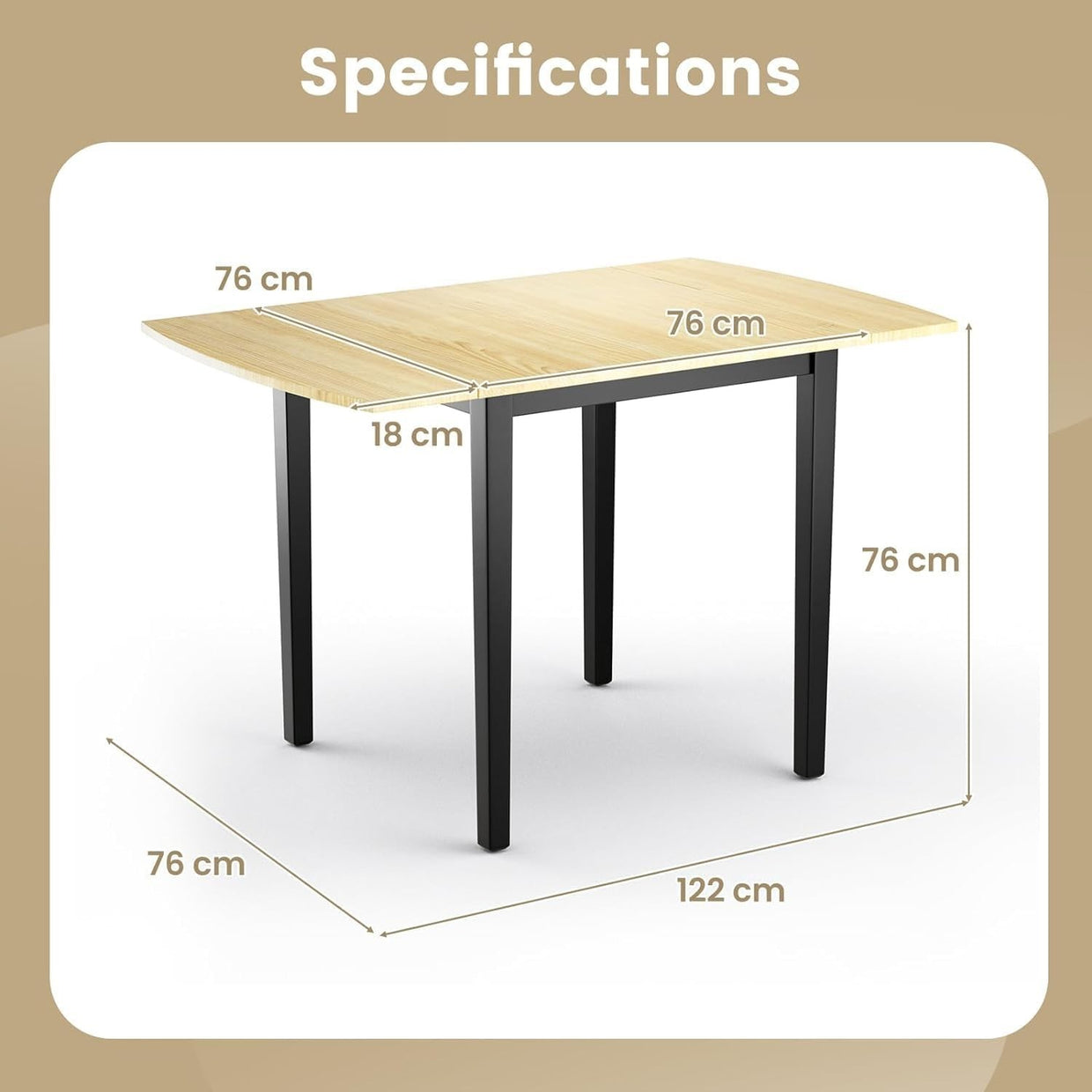 Drop Leaf Rectangular Extendable Dining Table Wooden Folding 4 - 6 Seats - Kwikley