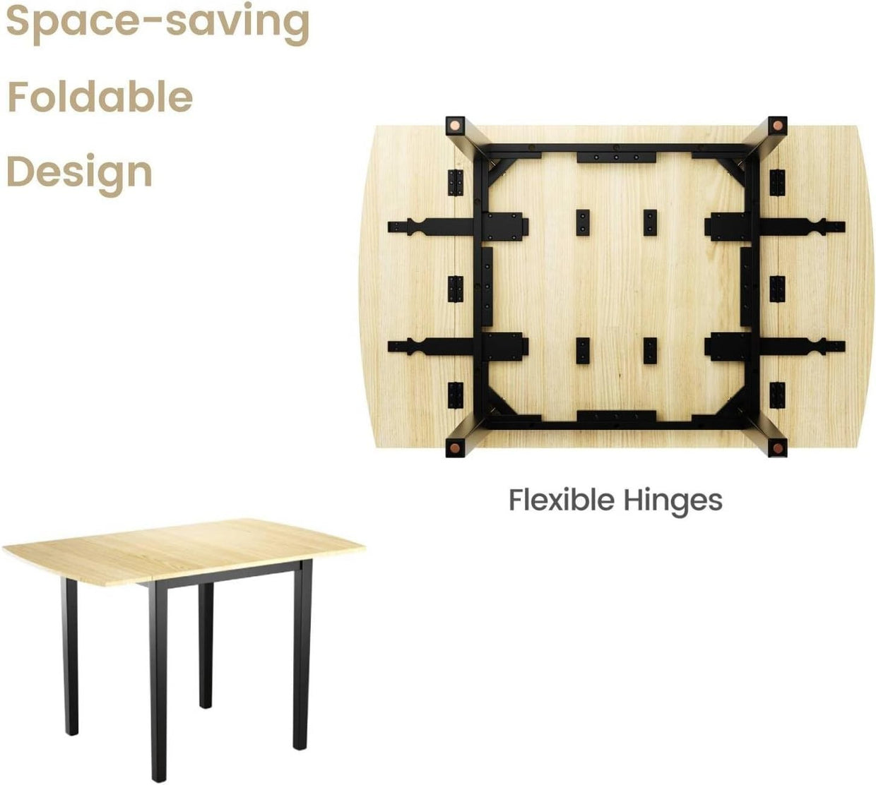 Drop Leaf Rectangular Extendable Dining Table Wooden Folding 4 - 6 Seats - Kwikley