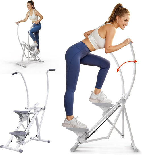 Dual - Action Stair Stepper w/ Handlebar, 3 Pedal Angles & LCD Fitness Monitor - Kwikley