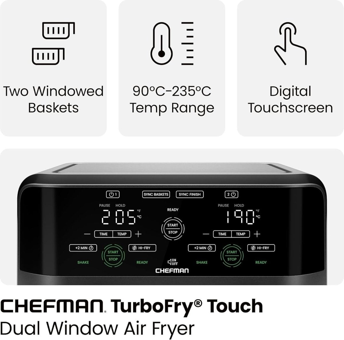 Dual Air Fryer Oven 5.6L Double Basket Sync Finish Viewing Windows No Oil - Kwikley