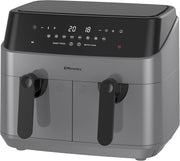 Dual Air Fryer XL 9L Family Size | 8 Presets Healthy Cooking | Grey - Kwikley
