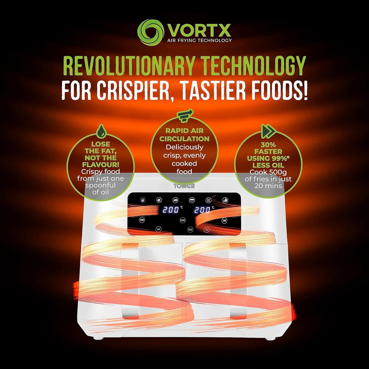 Dual Basket Air Fryer 8.5L | Sync Finish Vortx Fast Healthy Cooking White - Kwikley