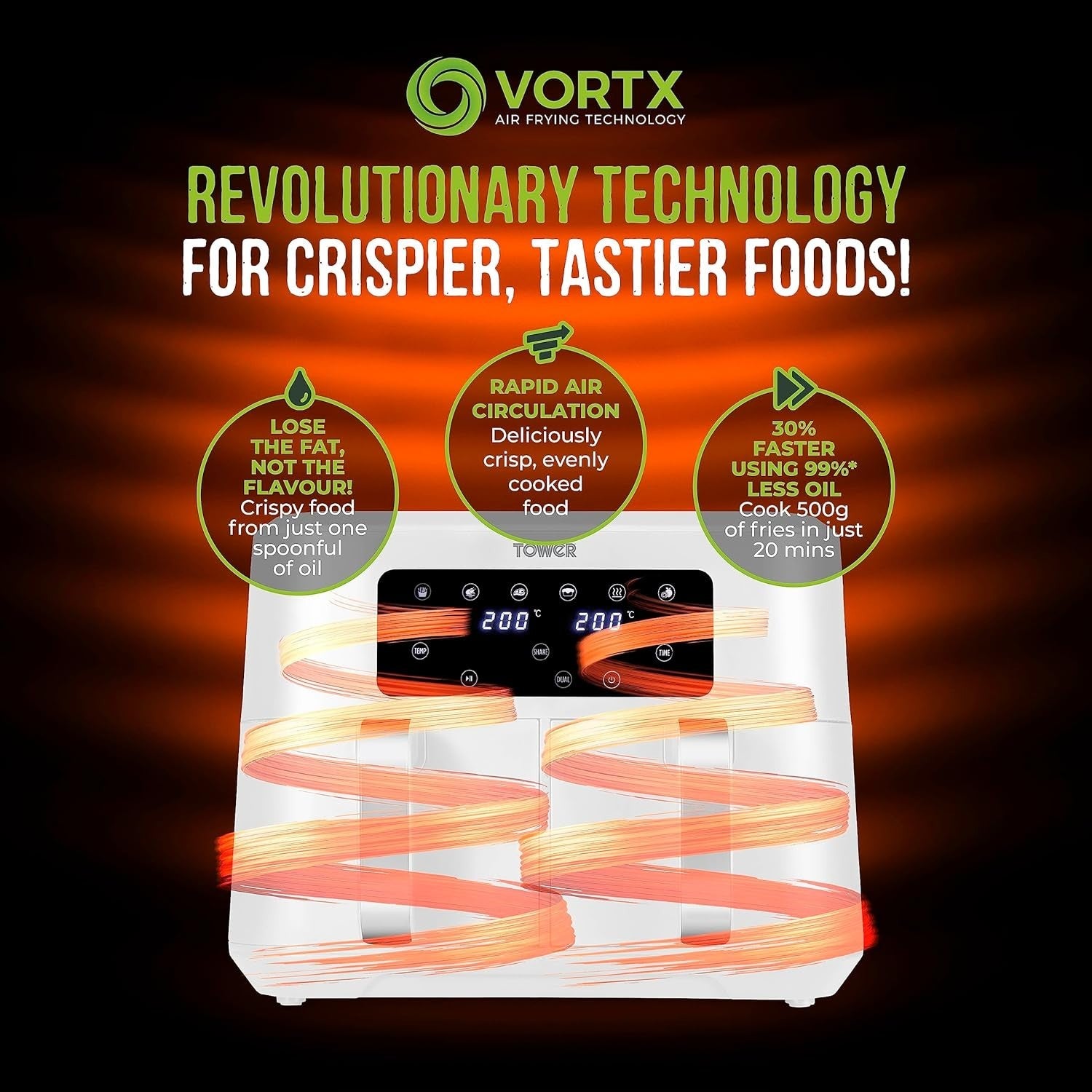 Dual Basket Air Fryer 8.5L | Sync Finish Vortx Fast Healthy Cooking White - Kwikley