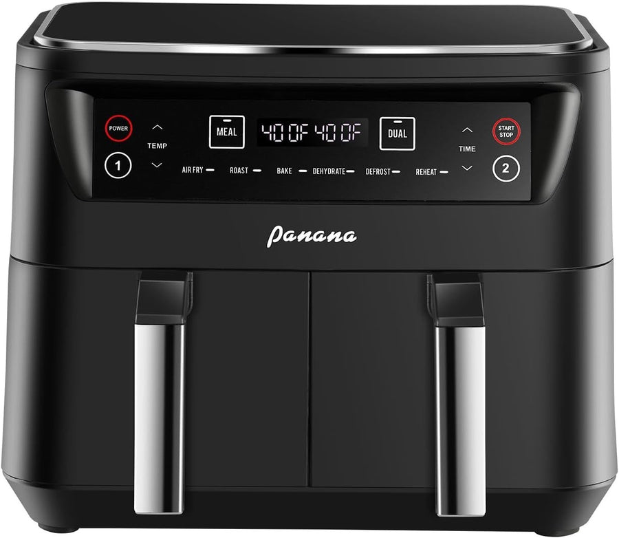Dual Basket Air Fryer 8L 6in1 Sync Meal 2 Zone 40 - 210°C Quick Cook - Kwikley