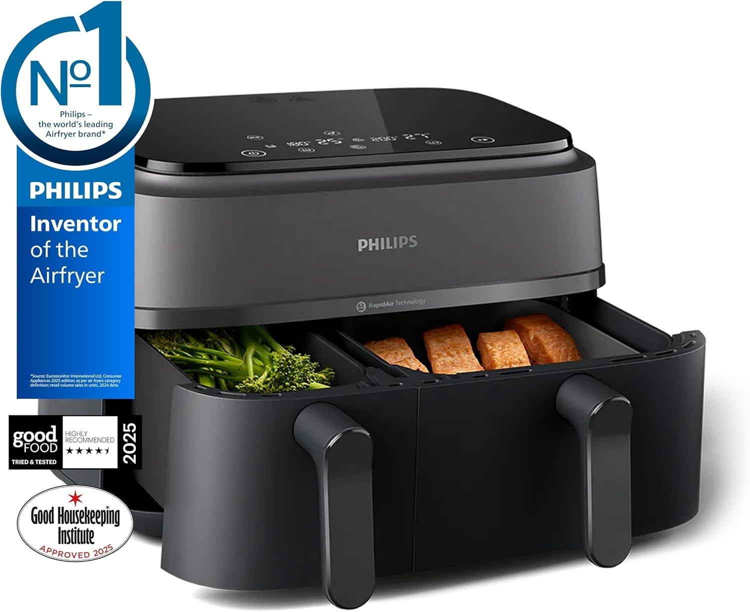 Dual Basket Air Fryer 9L | 2 Drawers Digital Touch 13 Presets Rapid Healthy - Kwikley