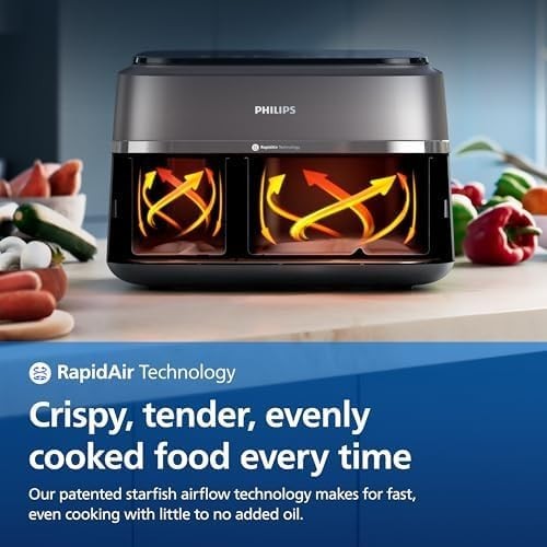 Dual Basket Air Fryer 9L | 2 Drawers Digital Touch 13 Presets Rapid Healthy - Kwikley