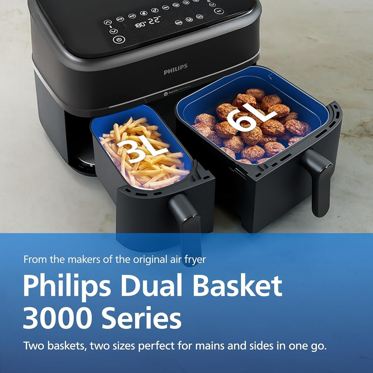 Dual Basket Air Fryer 9L | 2 Drawers Digital Touch 13 Presets Rapid Healthy - Kwikley