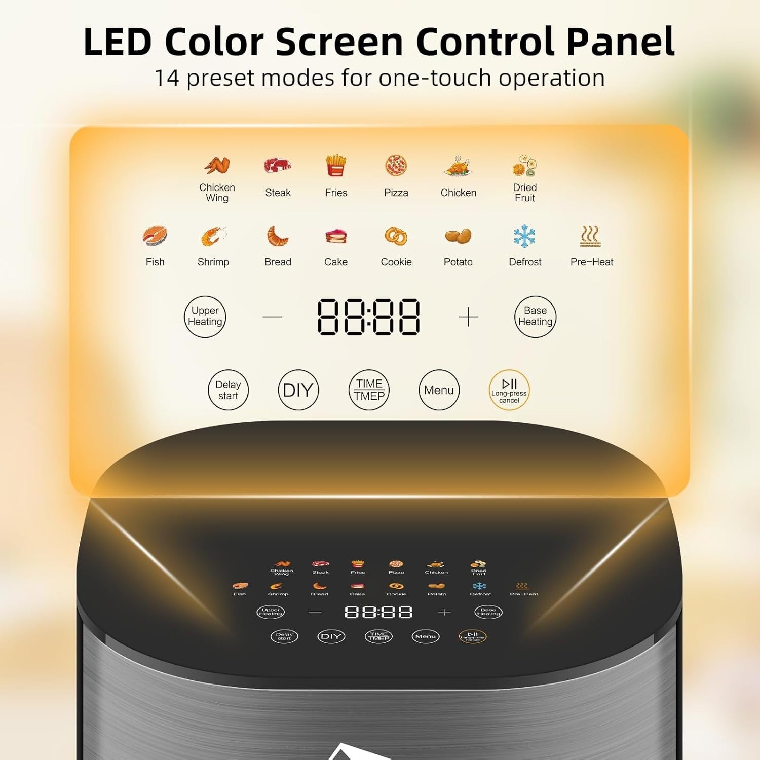Dual Blaze Air Fryer 5.5L Grey Visual Window 14 Presets Color Screen Fast - Kwikley