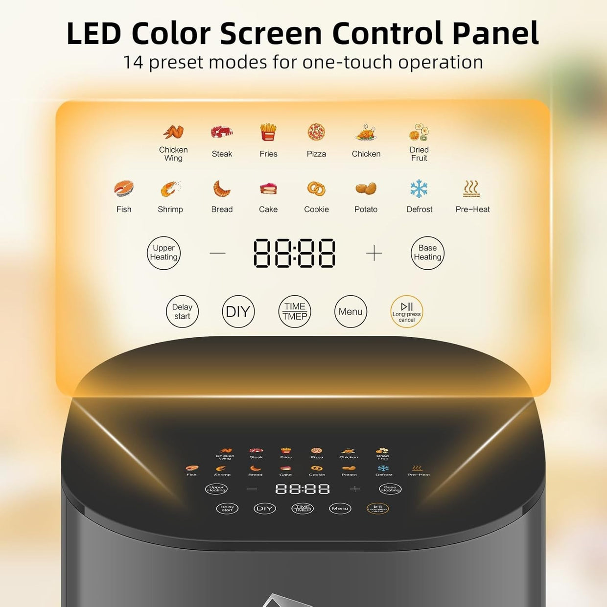 Dual Blaze Air Fryer 5.5L Grey Visual Window 14 Presets Color Screen Fast Cookin - Kwikley