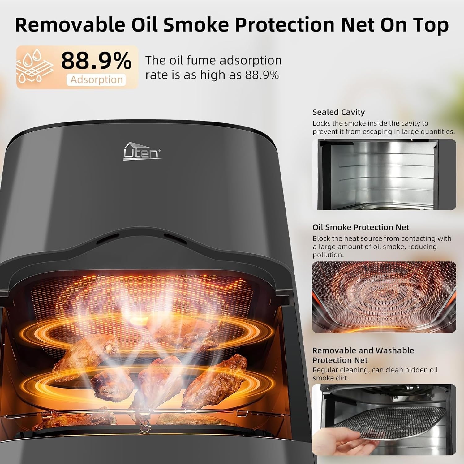 Dual Blaze Air Fryer 5.5L Grey Visual Window 14 Presets Color Screen Fast Cookin - Kwikley