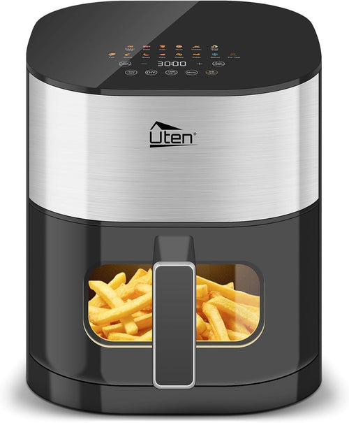 Dual Blaze Air Fryer 5.5L Silver Visual Window 14 Presets Colour Screen Fast - Kwikley