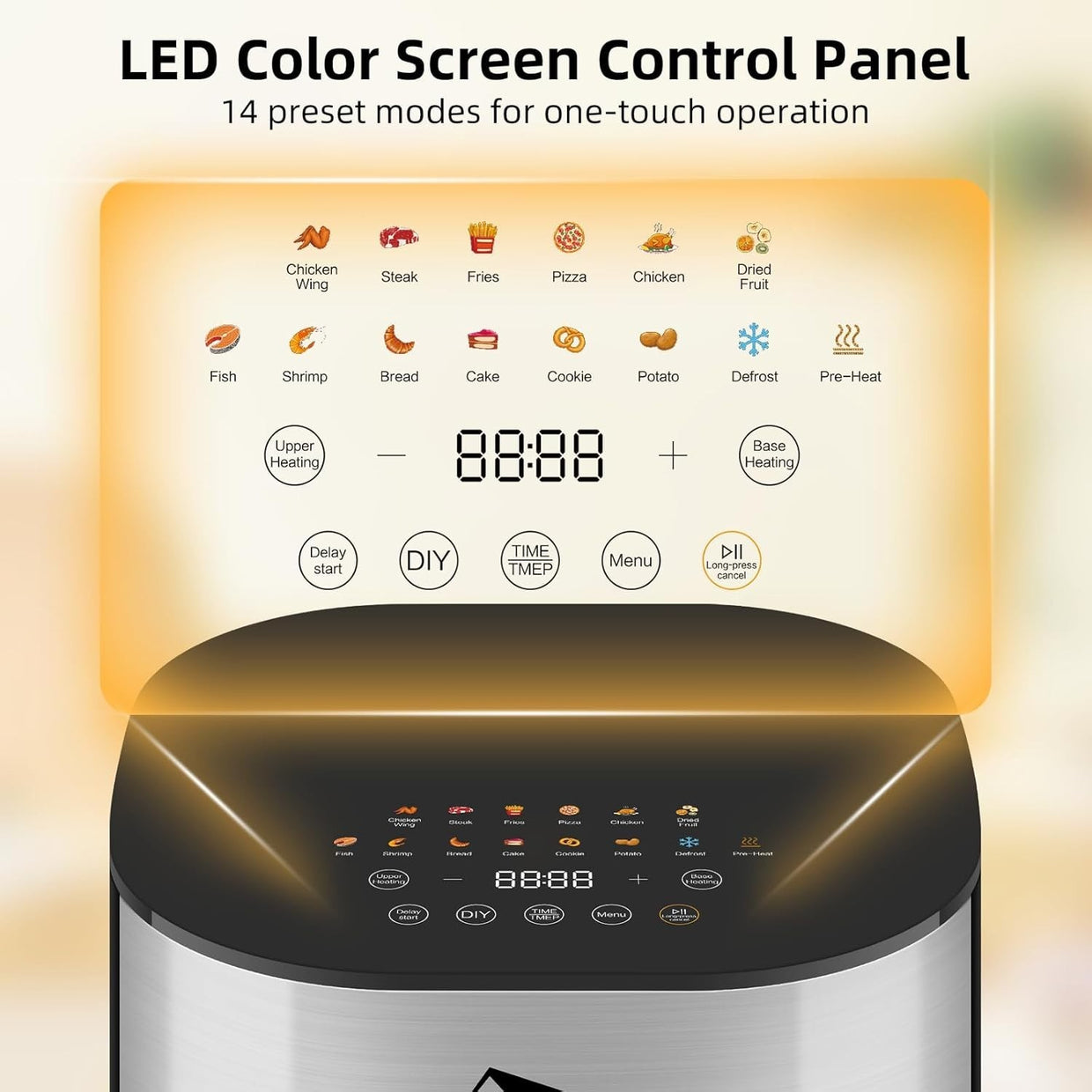 Dual Blaze Air Fryer 5.5L Silver Visual Window 14 Presets Colour Screen Fast - Kwikley