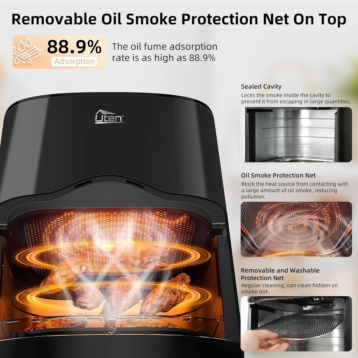Dual Blaze Air Fryer 5.5L Visual Window Color Screen 14 Presets Fast Cooking - Kwikley