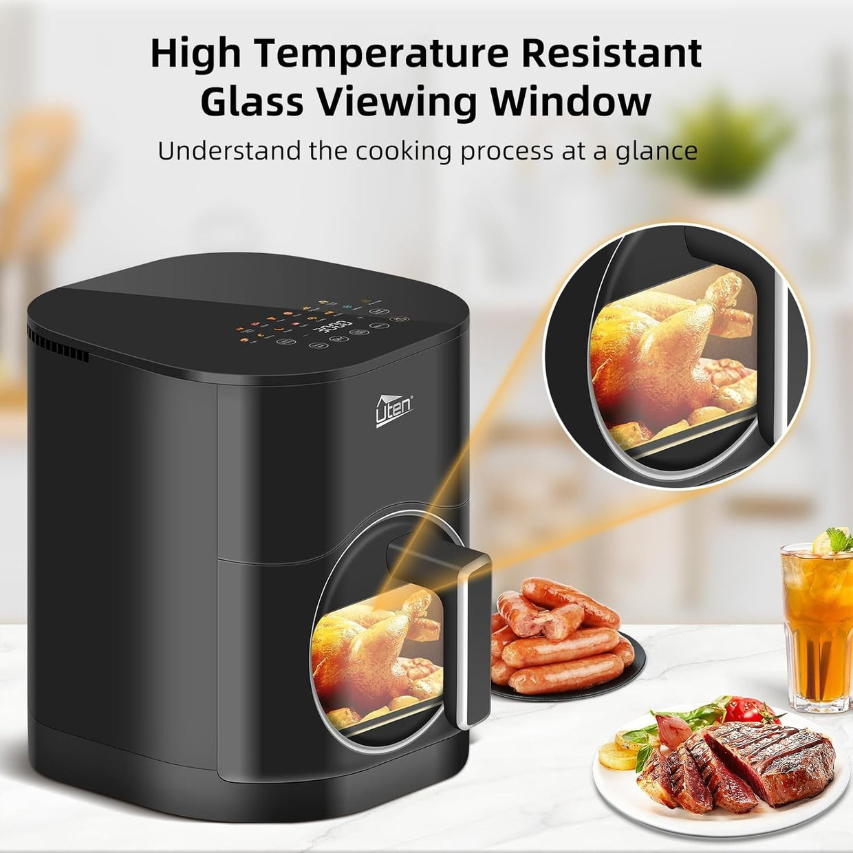 Dual Blaze Air Fryer 5.5L Visual Window Color Screen 14 Presets Fast Cooking - Kwikley