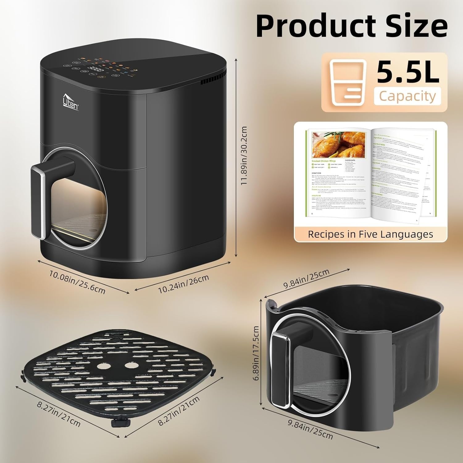 Dual Blaze Air Fryer 5.5L Visual Window Color Screen 14 Presets Fast Cooking - Kwikley