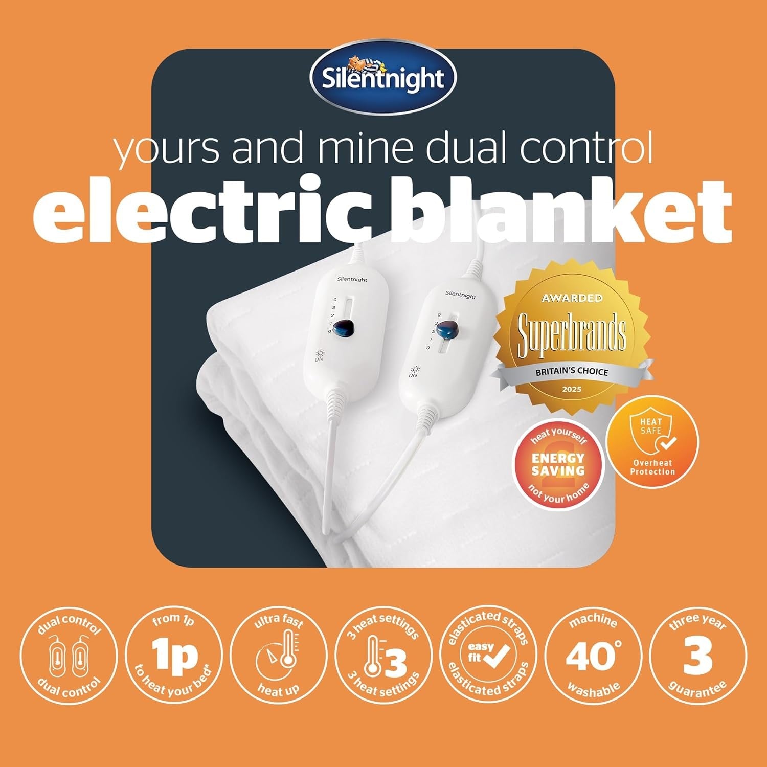 Dual Control Electric Heated Underblanket King Bed 3 Heat Settings Washable 160x - Kwikley
