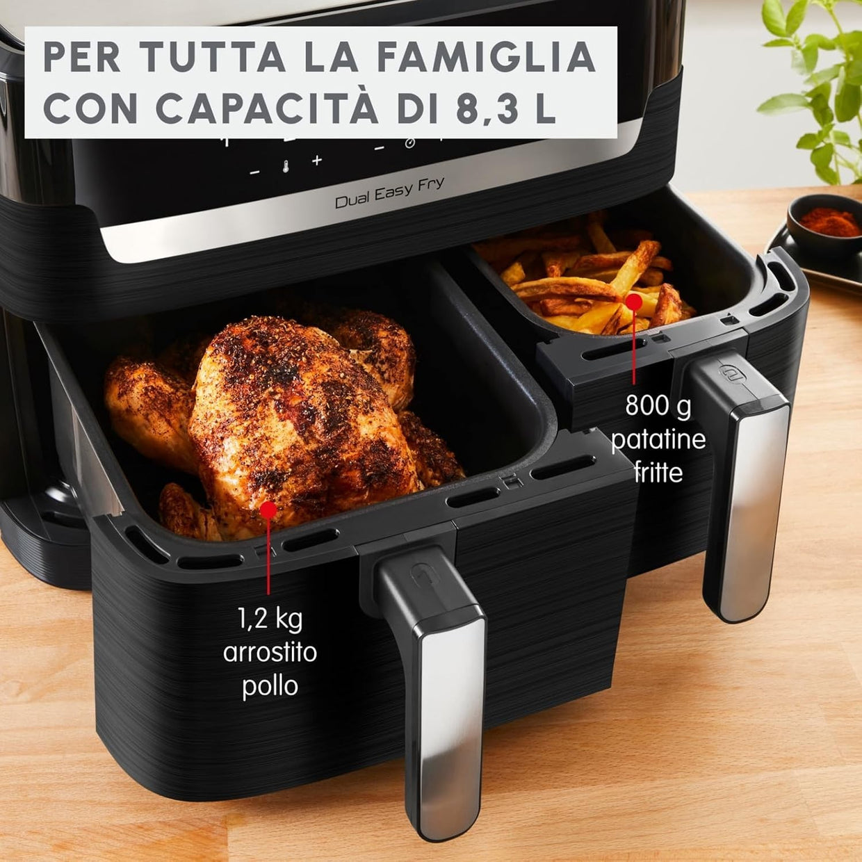 Dual Drawer Air Fryer 8.3L XXL Touch Screen 7 Programs Oil Free - Kwikley