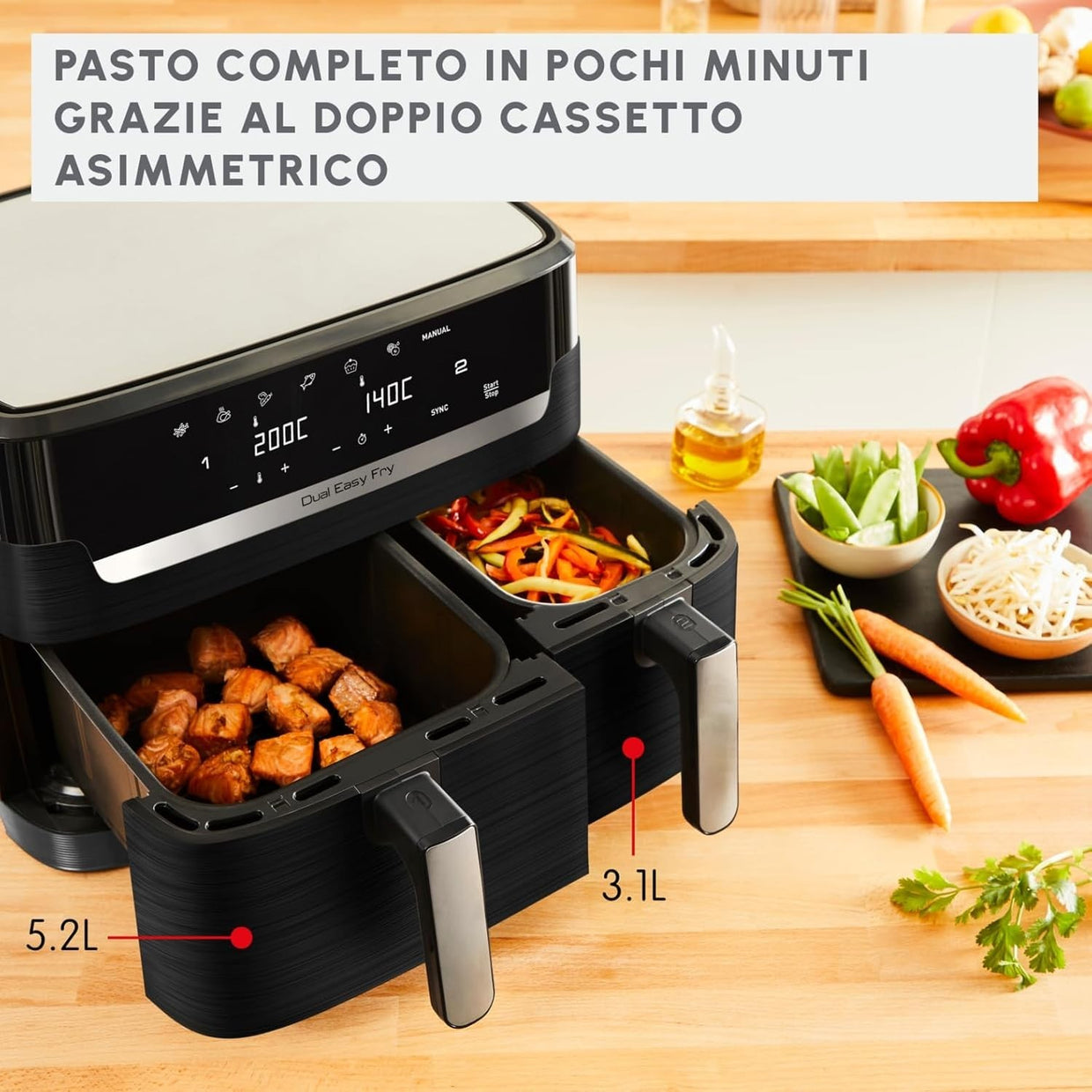Dual Drawer Air Fryer 8.3L XXL Touch Screen 7 Programs Oil Free - Kwikley