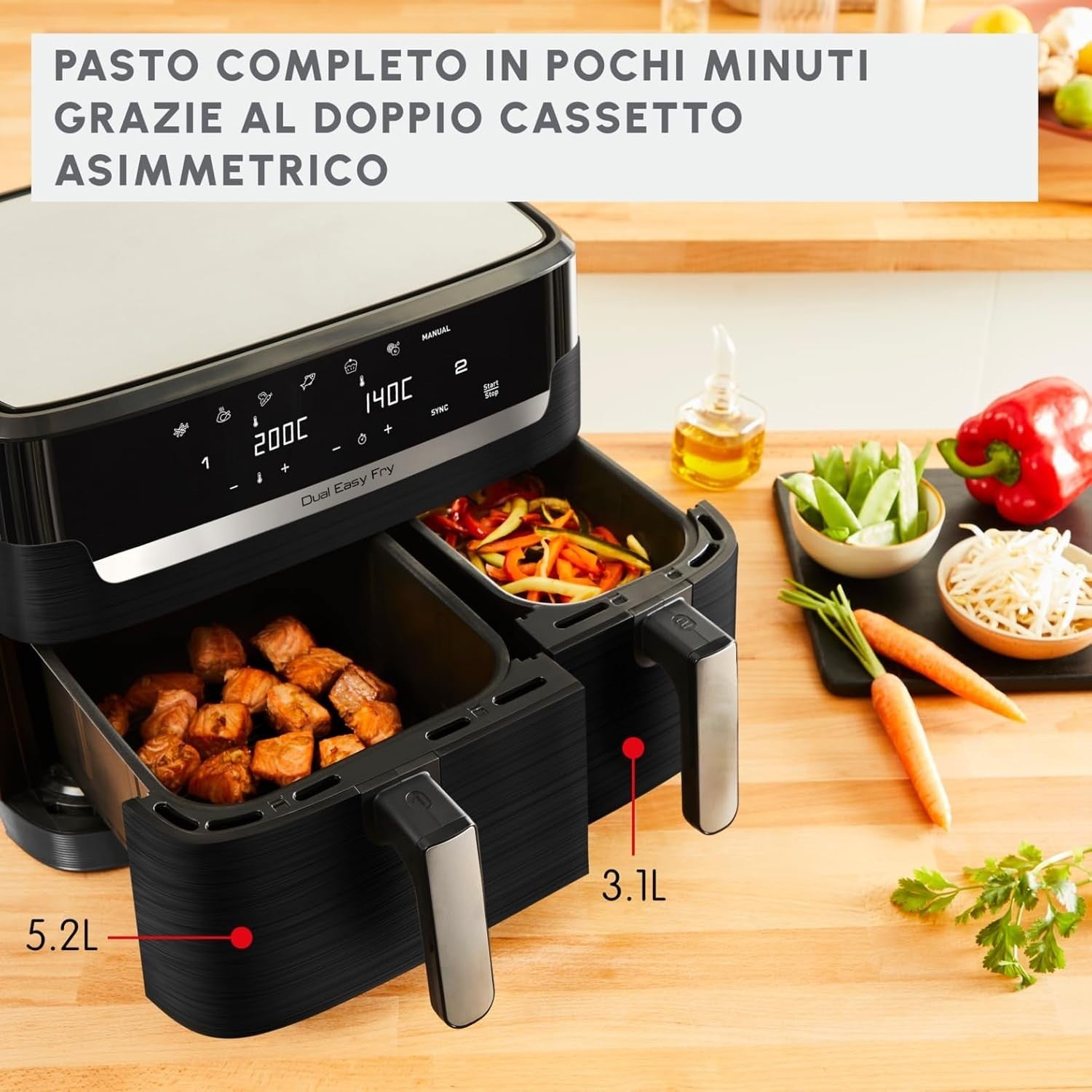 Dual Drawer Air Fryer 8.3L XXL Touch Screen 7 Programs Oil Free - Kwikley