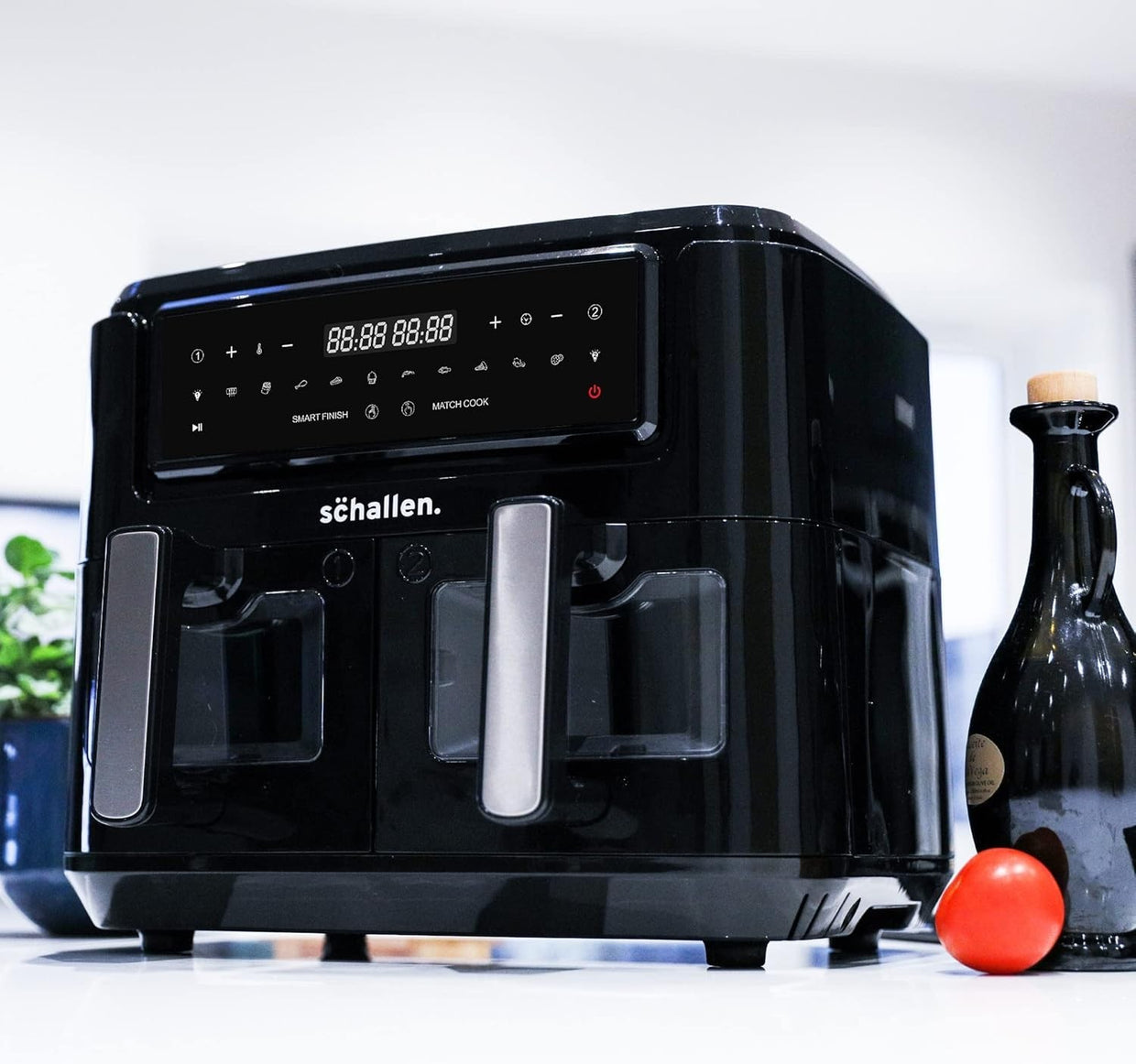 Dual Drawer Air Fryer 9L Digital 10 Presets Twin Baskets 60min Low Fat - Kwikley