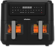 Dual Drawer Air Fryer 9L Digital 10 Presets Twin Baskets 60min Low Fat - Kwikley