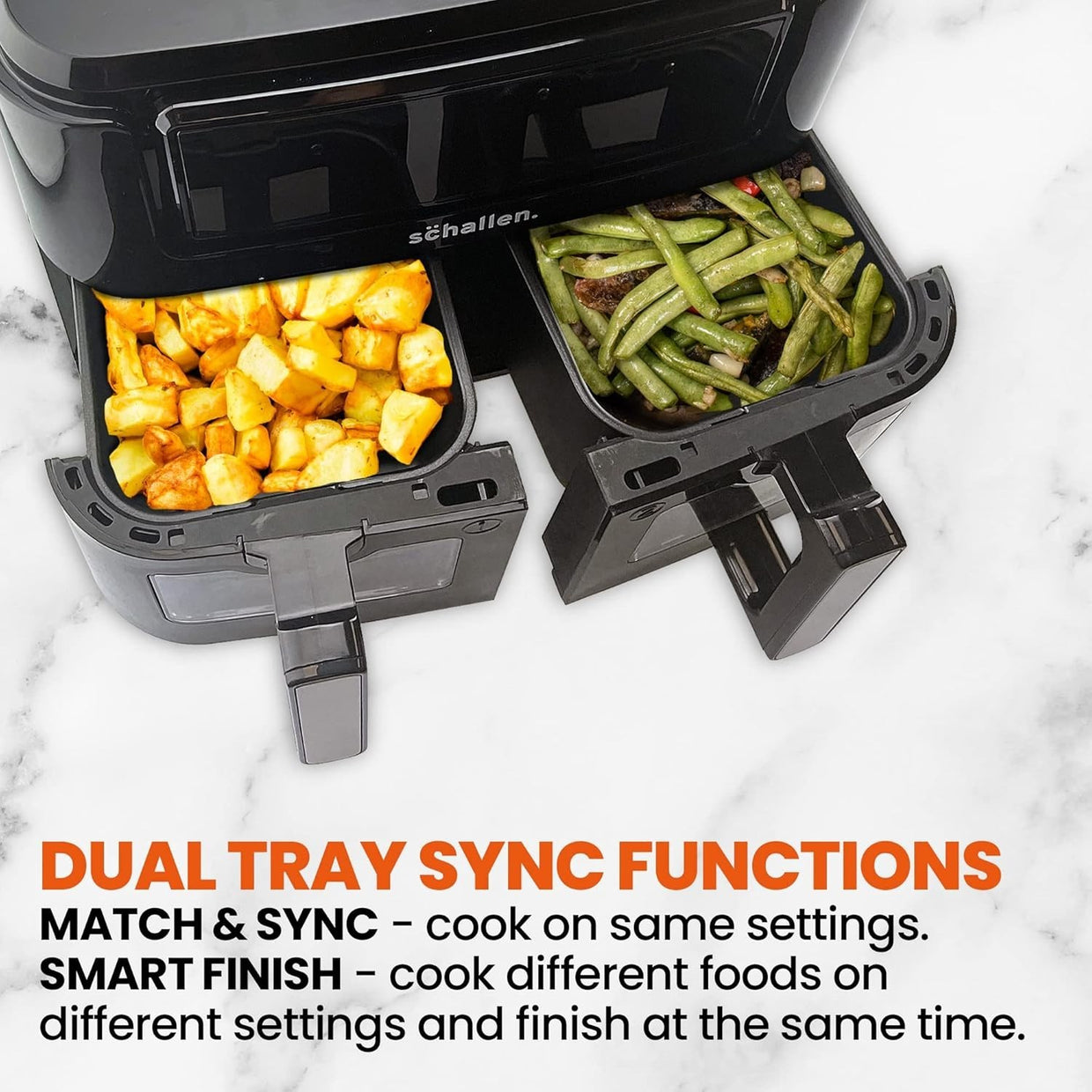 Dual Drawer Air Fryer 9L Digital 10 Presets Twin Baskets 60min Low Fat - Kwikley