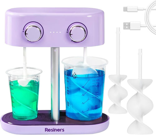 Dual Head Resin Mixer Electric Epoxy Silicone Paint Stirrer Bubble Free - Kwikley
